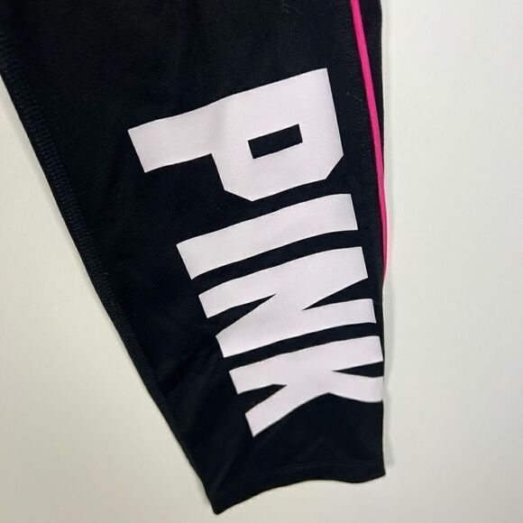VS Pink High Rise Leggings Workout Athletic Athleisure Black Pink White Logo S - Picture 4 of 11